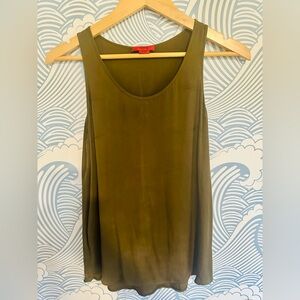 HUGO Green Sleeveless Silk Tank Top